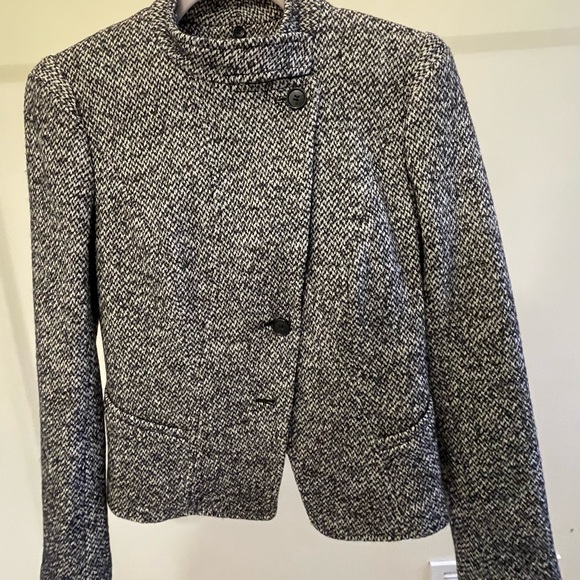 NEW Ann Taylor tweed jacket size 4 cotton wool fully lined cropped length - Picture 4 of 5